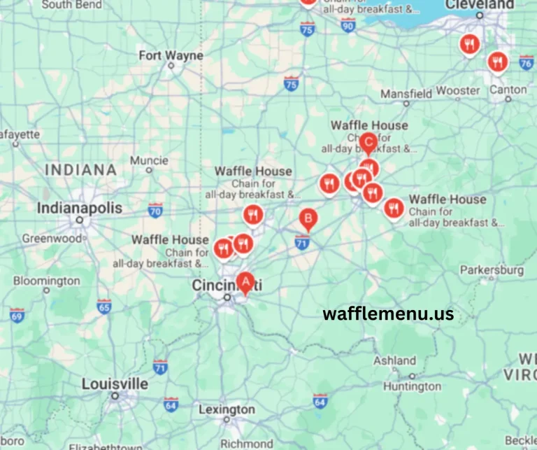 Waffle House in Ohio- Explore Locations For 24/7 Comfort Meal 9 Map of Waffle House In Ohio