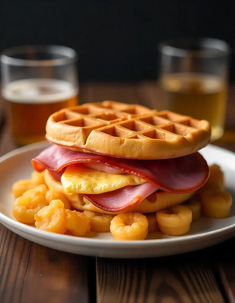 Waffle House City Ham sandwitched between waffles