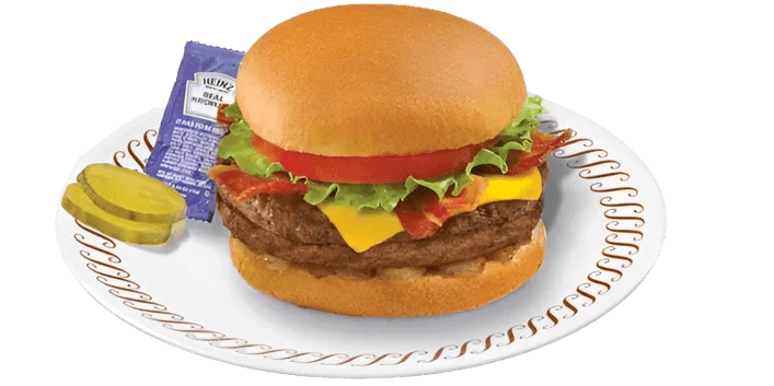 Waffle House Menu 2025 – Prices, Nutrition & Must-Try Dishes 55 DOUBLE ANGUS 1/4 LBS HAMBURGER WITH BACON