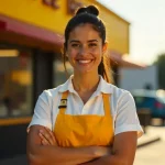 What waffle house employees say - a girlwearing yellow appron