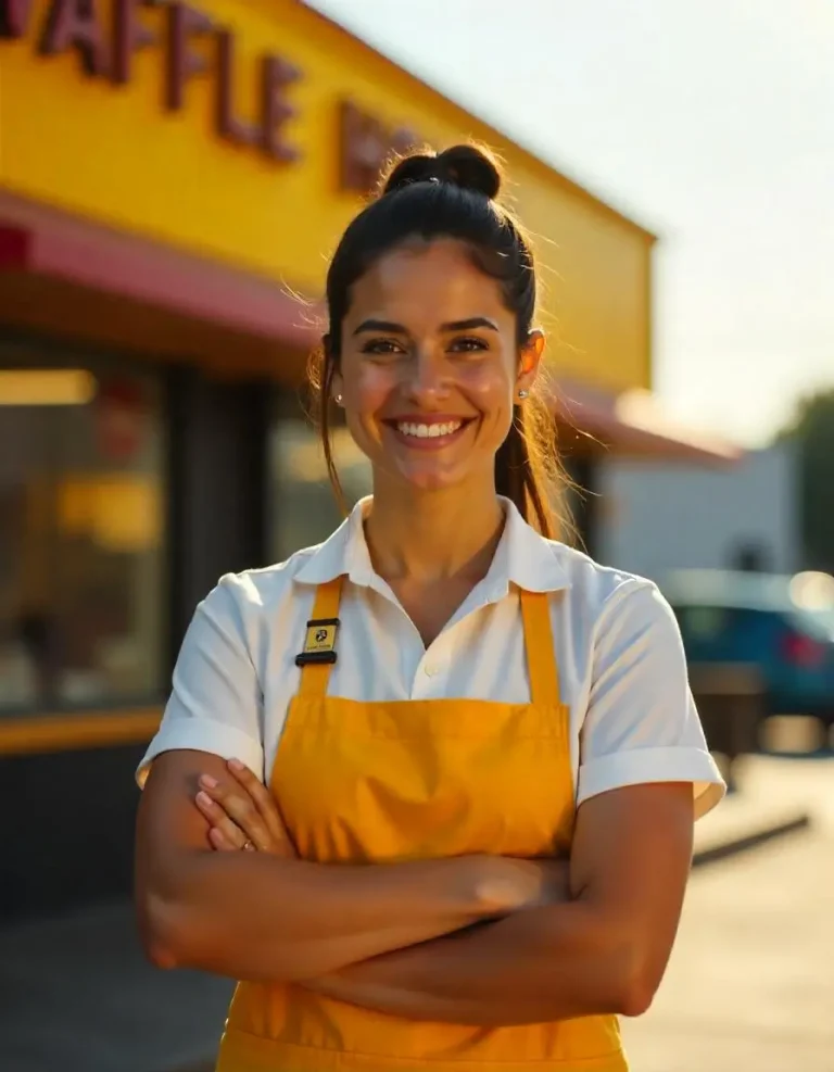What Employees Say About Working at Waffle House in 2025 1 What waffle house employees say - a girlwearing yellow appron