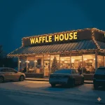 I waffle house open on Christmas? - cars parked outside waffle house on Christmas showing its open 24/7.