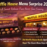 Waffle House menu surprise 2026 graphic showing a limited edition Valentine chocolate truffle box and a Waffle House diner.